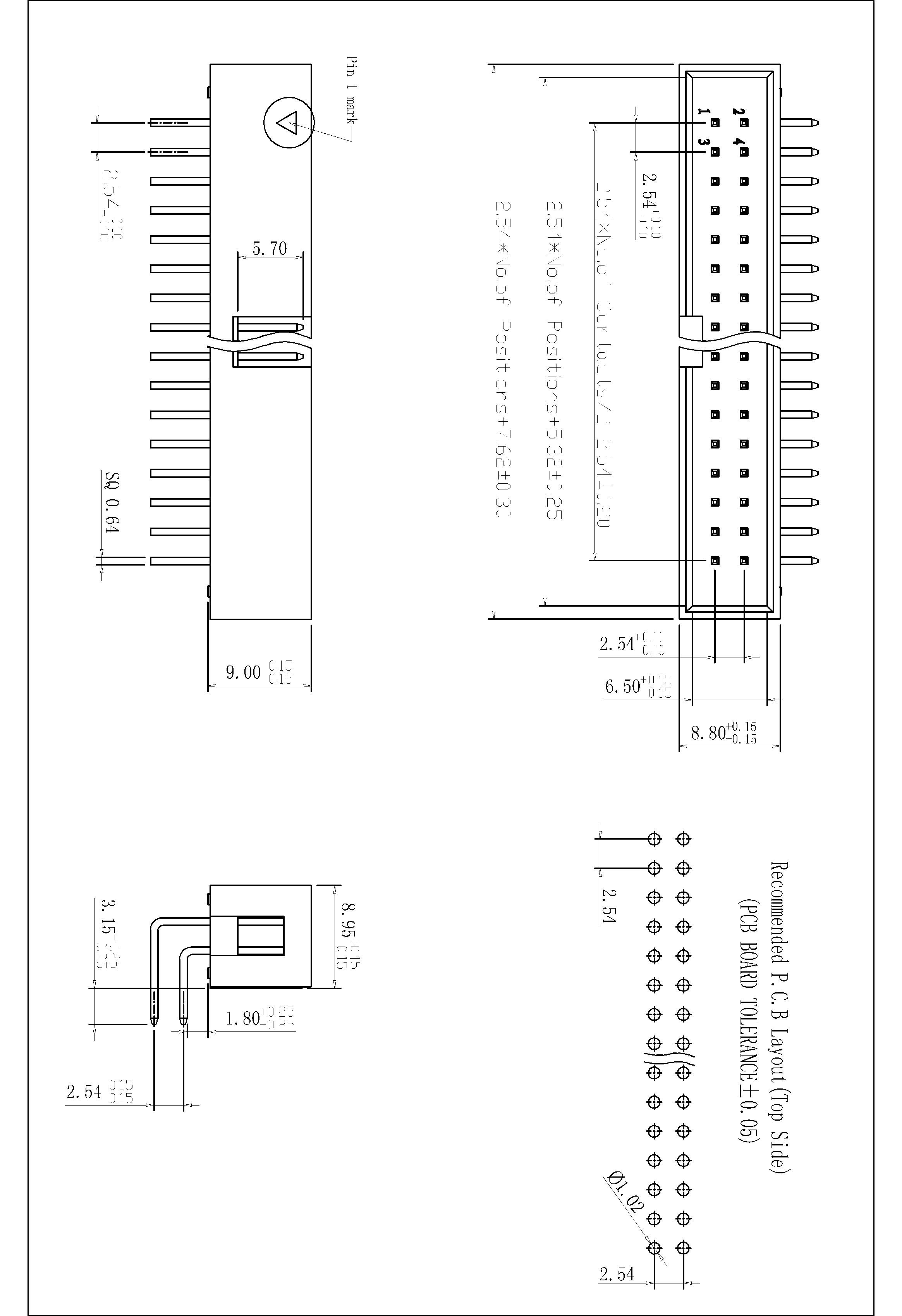 BHDR01 2.54mm Box Header 90°H=9.0 BHDR01 2.54mm Box Header 90°H=9.0