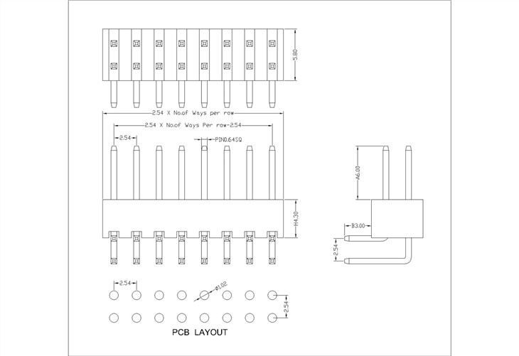 2.54mm Angle Type Pin Header Dual Row